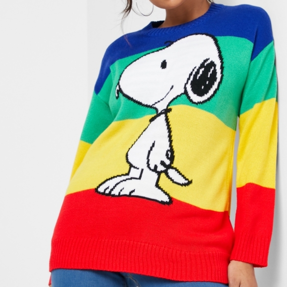 rainbow snoopy sweater